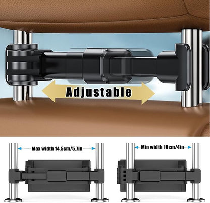 2026 Car Headrest Tablet Holder 2 Pack, (3 in 1 Extension Arm) Tablet Mount for Car Backseat, for Phone iPad Pro Air Mini Galaxy, for Most Tablets/Phones, Fits Larger Tablets - Black