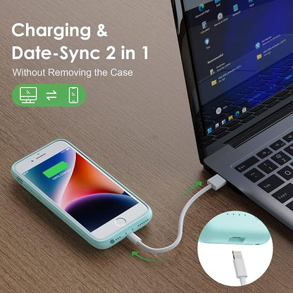Battery Case for iPhone 8/7/6s/6/SE (2022/2020),[2025 Upgraded] 7000mAh Ultra-Slim Portable Extended Charger Cover for iPhone 8/7/6s/6/SE (2022/2020) Charging Case (4.7 Inch)-Green