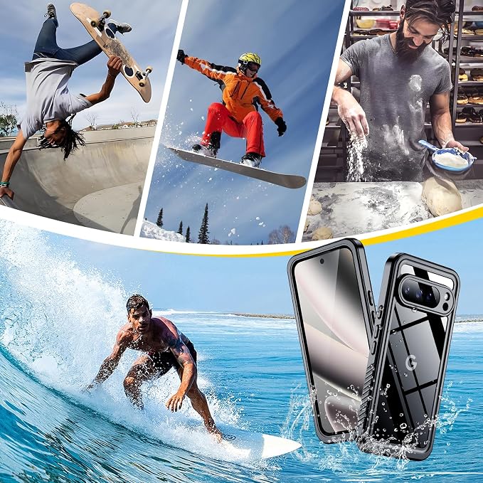 SPIDERCASE for Google Pixel 10 Pro XL Case Waterproof, [12FT Military-Grade Drop Protection] [IP68 Water Resistance] [Privacy Screen Protector] Full Body Protection Phone Case-Black