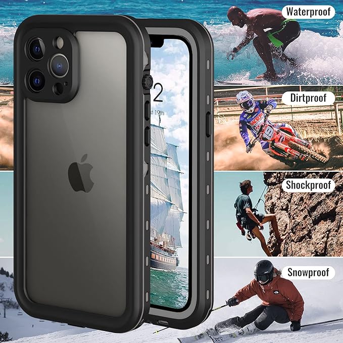 iPhone 13 Pro Case, Waterproof & Shockproof Phone Case, Full Protection, IP68, 6.1 Inch, Black