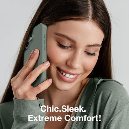 GONEZ Magnetic for iPhone 17 Case, Compatible with MagSafe, [Screen Protector + Camera Lens Protector], Liquid Silicone Anti-Scratch Shockproof Protective Phone Case 6.3 inch, Calke Green