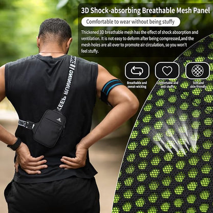 Peicees Mini Crossbody Sling Bag Chest Bag Dual Pocket Water Resistant Fanny Pack Running Phone Holder for Men Women Workout Travel, Pink