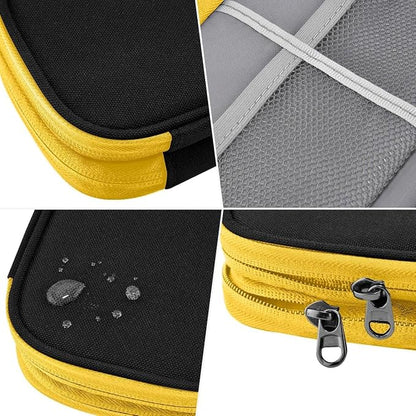 ZINZ Electronic Accessories Organizer, Travel Cable Carry Pouch Storage Bag for Laptop Attachment Cable, Cord, Charger, Earphone etc,Black-Yellow