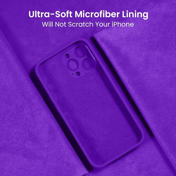 FireNova Designed for iPhone 15 Pro Case, Silicone Upgraded [Camera Protection] Phone Case with [2 Screen Protectors], Soft Anti-Scratch Microfiber Lining Inside, 6.1 inch, Neon Purple