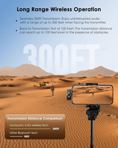 Wireless Lavalier Microphone for iPhone/Android, Lapel Mics with USB-C Plug-Play, Mini Mic with 2.4GHz Noise Cancellation, Charging Case Included, 300ft Range (Lightning)