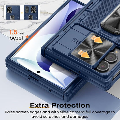 VEGO for Galaxy Fold 8 Case with Rugged Kickstand & Screen Protector, Blue | Hinge Protection[Rotating Stand][Slide Camera Cover]Hard PC Shockproof Protective Case for Samsung Z Fold 8