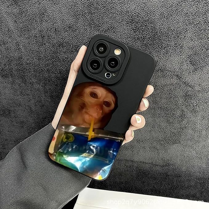 Monkey Phone Case, Funny Monkey Phone Case, All-Inclusived Shockproof TPU Clear Protective Cover, Funny Phone Cases for iPhone 16/15/14/13 Promax (Black-1,16plus)