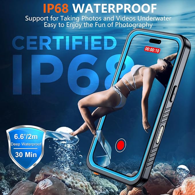SPIDERCASE Magnetic for iPhone 17 Pro Case Waterproof,Built-in Screen & Camera Lens Protector[IP68 Waterproof] [Military Grade Shockproof] Full Body Protection Cover for iPhone 17 Pro 6.3’’,Blue