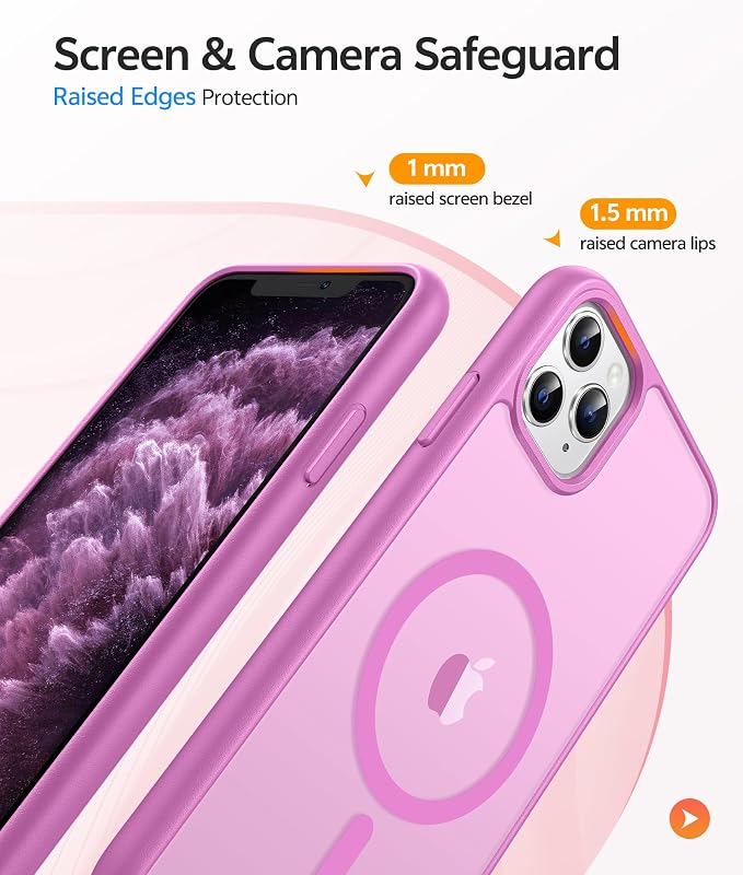 FNTCASE for iPhone 11 Pro Case: [Compatible with Magsafe] Translucent Matte Magnetic Phone Cover - Military Grade Drop Protection Shockproof Protective for iPhone 11Pro 2019 Cases - Pink