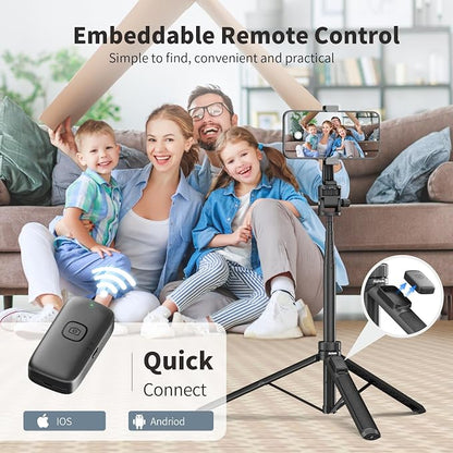70" Selfie Stick Tripod for Gopro Action Camera, Lightweight Phone Tripod Stand with Wireless Remote & Phone Holder, Compatible with iPhone, GoPro, DJI, Insta360