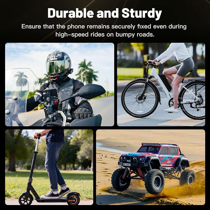 Motorcycle Cell Phone Mount with Vibration Dampener, M lite Anti-Theft MTB Phone Mount for Motorcycle ATV Bike UTV Scooter, ATV Phone Holder Fit 6.1"-7.2" Phone, High-Speed Secure Lock(Plastic )