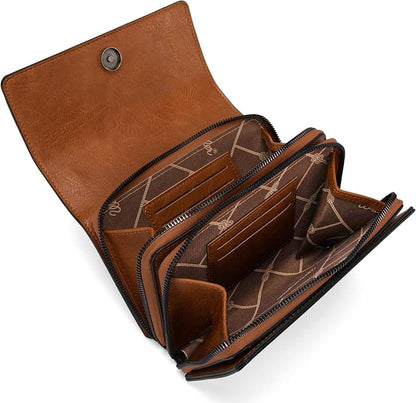 Wrangler Flap Crossbody Purse for Women Shoulder Bag Vintage Wallets with Chain Strap