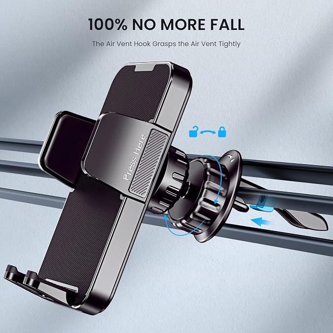 Car Phone Holder - Upgrade Clip Never Fall Air Vent Mount for iPhone Android Smartphone