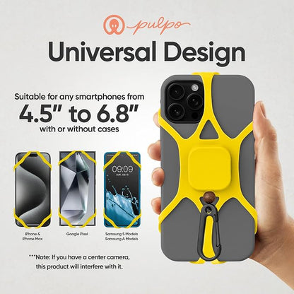 Pulpo Anti Theft Phone Leash with Retractable Dyneema Tether, Secure Phone Leash and Strap for Skiing, Kayak, Travel and Festivals, Fits Smartphones up to 6.8 Inches, Lightning Yellow