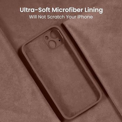 FireNova Designed for iPhone 15 Case, Silicone Upgraded [Camera Protection] Phone Case with [2 Screen Protectors], Soft Anti-Scratch Microfiber Lining Inside, 6.1 inch, Light Brown