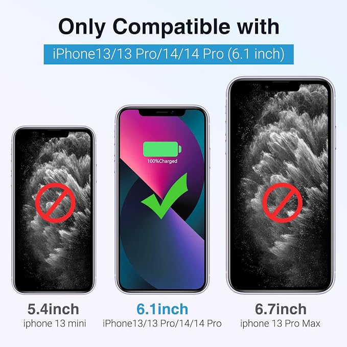 ZENEE for iPhone 14/14 /13/13 Pro Battery Case，【15W Fast】 Ultra-Slim 7000mAh Portable Rechargeable Charger Case Cover for iPhone 14,14 Pro,13,13 Pro Charging Case -6.1inch，Black