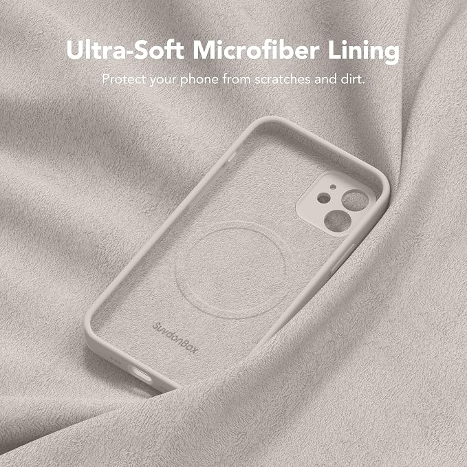 Magnetic for iPhone 12 Case, Compatible with MagSafe, [Full Camera Protection][Screen Protectors] Silicone Shockproof Protective Phone Case for iPhone 12 6.1", Stone