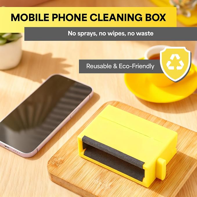 Mobile Phone Screen Cleaning Kit – Reusable All‑in‑One Phone Screen Cleaner for Smartphones, Removes Fingerprints Grease Dust & Smudges, Mirror‑Like Shine, Portable, Durable & Easy‑Clean