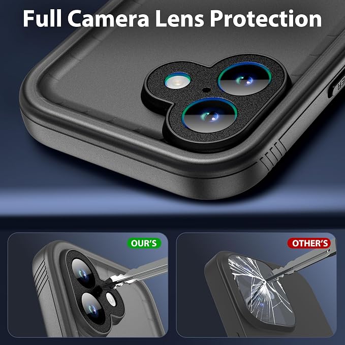 SPORTLINK for iPhone 17 Waterproof Phone Case - Built in Screen Protector/Shockproof/Military Rugged Dropproof/Dustproof/Heavy Duty, 360 Full Body, Protective Cover for iPhone 17 6.3 inch Black