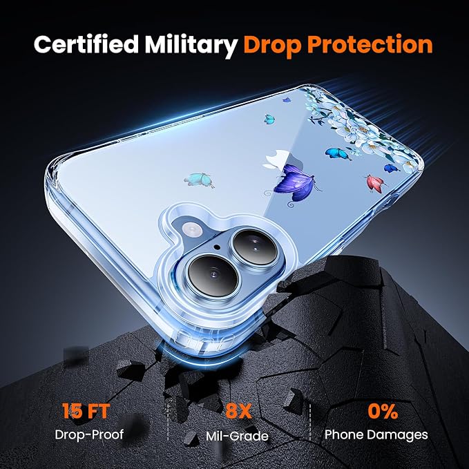 3 in 1 for iPhone 17 Case Clear Printed Design | Yellowing-Resistant Acrylic Back, Screen Protector *1 & Camera Lens Protector*1, Military-Grade Protection