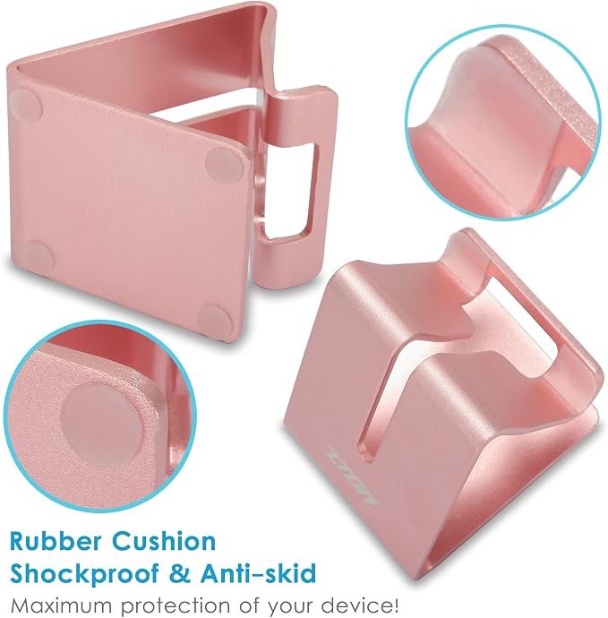 Cell Phone Stand, ZTON Aluminum Metal Tablet Stand, Mobile Phone Holder for iPhone iPad Samsung for Desk Table Bedroom Kitchen (Rose Gold)