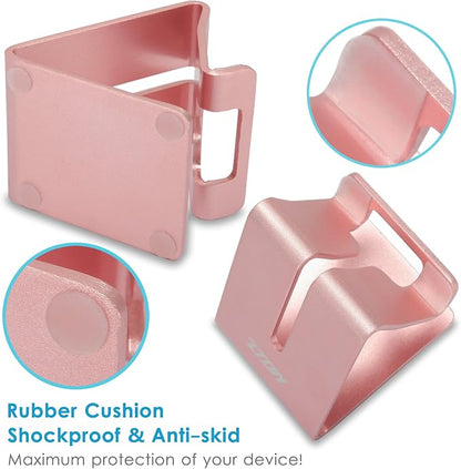Cell Phone Stand, ZTON Aluminum Metal Tablet Stand, Mobile Phone Holder for iPhone iPad Samsung for Desk Table Bedroom Kitchen (Rose Gold)