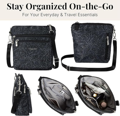 Baggallini Modern Pocket Crossbody Bag for Women, 8.5"x8.5" Handbag Purse with RFID, Lightweight Water-Resistant