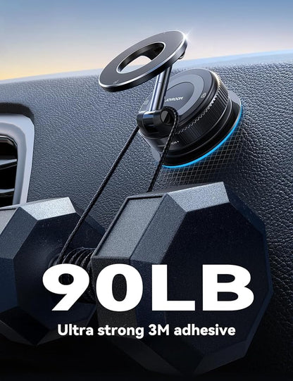 JOYROOM Magsafe Car Mount, Car Mount for iPhone with Strong Magnet, 360° Metal Strut Vacuum Suction Cup Phone Mount for iPhone 17 Air Pro Max/16 15 14 13 12 Series& Android Magsafe Case, Black