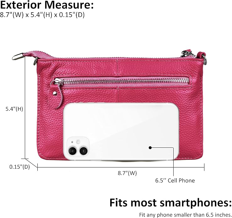befen Genuine Leather Wristlet Clutch Wallet Purses Small Crossbody Bags for Women with RFID Blocking Card Slots