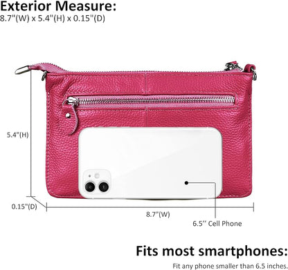 befen Genuine Leather Wristlet Clutch Wallet Purses Small Crossbody Bags for Women with RFID Blocking Card Slots