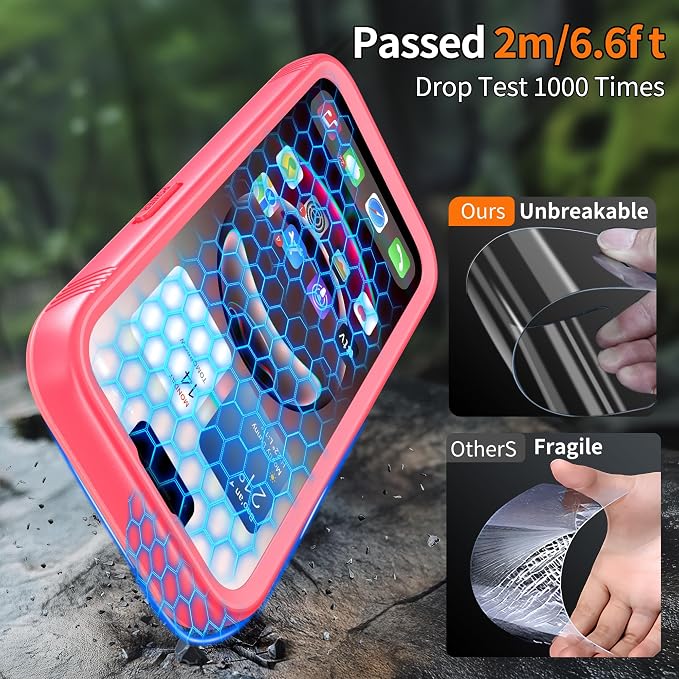 Cozycase Waterproof Case for iPhone SE 3rd 2022/iPhone SE 2nd 2020/iPhone 7/8 - Shockproof Full Body Rugged Case with Built-in Screen Protector Waterproof Case for iPhone SE3/SE2/7/8 (Frosted Pink)