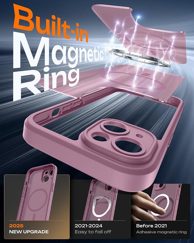 TOCOL for Phone 13 Case, Compatible with Magsafe Charger, Full Camera Protection, Drop Protection, Translucent Matte Phone Case for iPhone 13 6.1 inch (Lilac Purple)