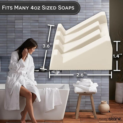 Silicone Soap Dish (USA Patented) Self Draining Bar Soap Holder for Shower Bathroom Sink, Drying Soap Dish Tray Sponge Holder Easy Cleaning Soap Saver Travel Accessories (Beige, 2)