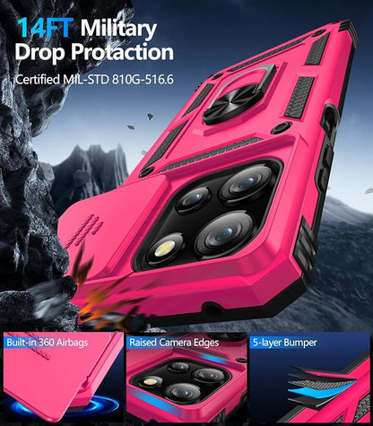 Taisairu for Motorola Moto G 2025/G 2026/G Play 2026 Case with Screen Protector & Slide Camera Lens Cover, Built-in Ring Stand Case for Moto G 2026/G 2025/G Play 2026 (Hot Pink)