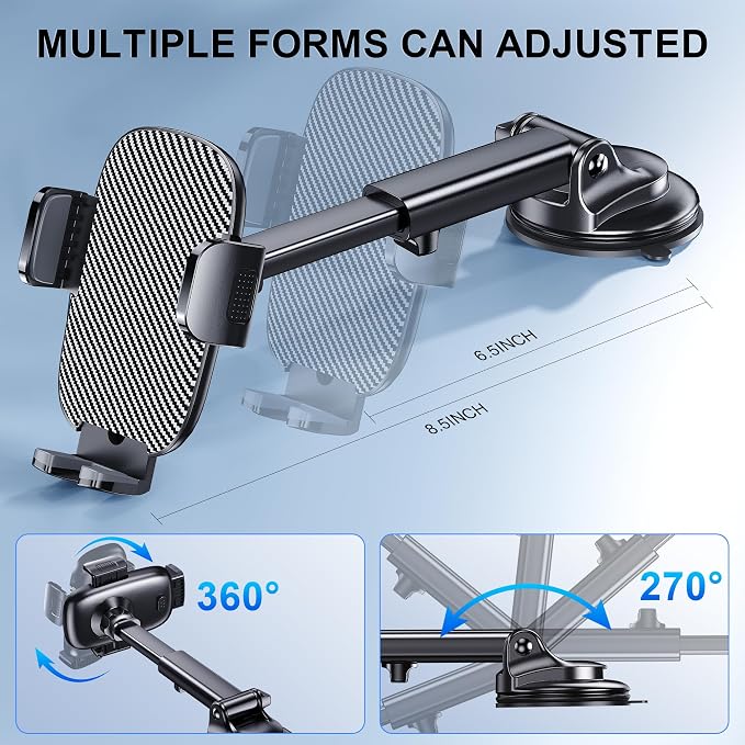 Phone Holder Car Mount for iPhone [Powerful Suction] Phone Mount for Car Dashboard Windshield Air Vent Universal Accessories [Thick Cases Friendly] Automobile Phone Holder Fit iPhone Smartphone