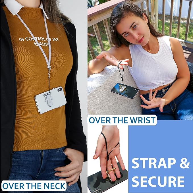 Patented 3-Finger Phone Grip & Stand - Comfortable & Secure Loop Holder for iPhone & Android - Ultra-Slim Zinc Alloy - Magnetic Mount Ready - Cell Phone Ring Alternative [Rose Gold]