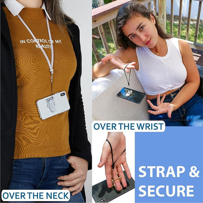 Patented 3-Finger Phone Grip & Stand - Comfortable & Secure Loop Holder for iPhone & Android - Ultra-Slim Zinc Alloy - Magnetic Mount Ready - Cell Phone Ring Alternative [Black Matte]