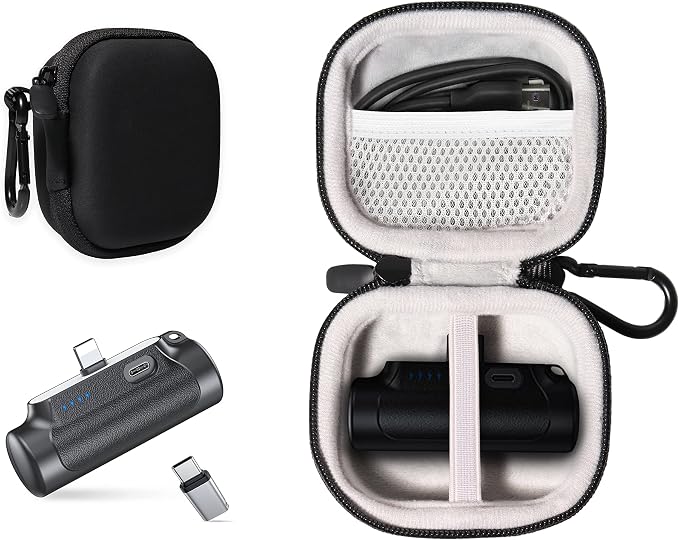 GETGEAR Travel Case for Mini Portable Charger Compatible with Abnoys Portable Charger, also fits for iWalk mini portable charger (Black)
