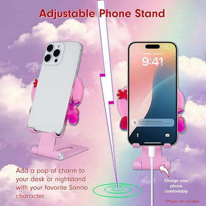 Sonix Character Phone Stand | Adjustable Cell Phone Holder, Desk Stand, Dock | Care Bears x Sesame Street Pink | Cheer Bear & Elmo