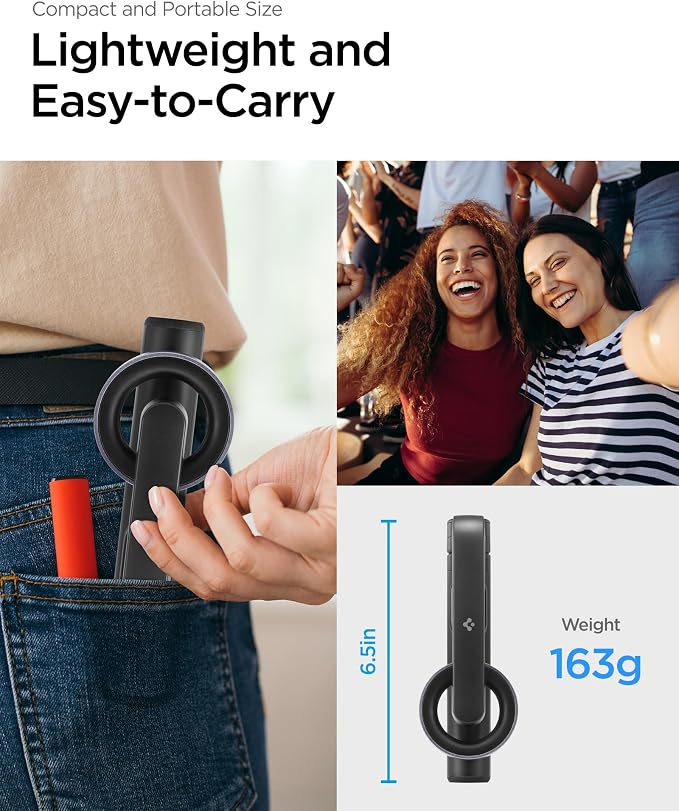Spigen Selfie Stick Tripod Stand with Bluetooth Remote Control Shutter 24" Extendable Compatible with MagSafe iPhone 17/16/15/14/13/12 Pixelsnap Pixel 10 Series & More - Black (S570W)