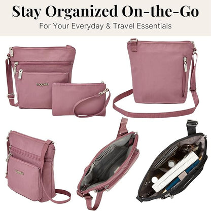 Baggallini Pocket Crossbody Bags for Women 8x8 Small Lightweight Durable Water-resistant Travel Purse W/Rfid