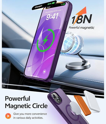 FNTCASE for iPhone 15 Plus Case: for iPhone 14 Plus Case Translucent Matte Military Grade Protective Phone Cover - Slim Anti-Slip Durable Shockproof Drop Protection Cases - Purple