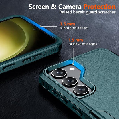 SPIDERCASE Designed for Samsung Galaxy S23 Case, [10 FT Military Grade Drop Protection], 2 Pack [Tempered Glass Screen Protector+Camera Lens Protector] Heavy Duty Shockproof Case, Dark Green