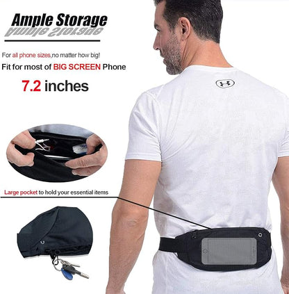 Waterproof Running Belt Bag Waist Pack,Sport Fanny Pack Pouch for Men Women,Runners Phone Holder for iPhone 17 16 15 14 13 12 11 Pro Max XS XR X 8 Plus Galaxy,Workout,Jogging,Exercise,GYM,Dog Walking