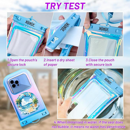 Personalized Initial Waterproof Phone Pouch Case - IPX8 Cellphone Dry Bag with Lanyard for iPhone 16/15/14/13/12 Pro Max (6.1–6.9"), Beach & Cruise Ship Essentials with Monogrammed Design (Blue, O)