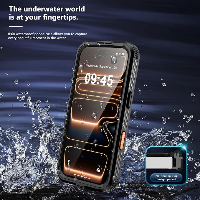 GOLDJU 2025 New Magnetic for iPhone 17 Pro Case-Waterproof, Built-in Screen & Camera Protector-IP68 Underwater Full Body 16FT Military Dropproof Shockproof Case for 17 Pro 6.3''- Black