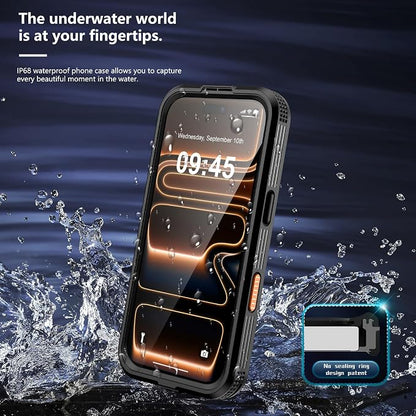 GOLDJU 2025 New Magnetic for iPhone 17 Pro Case-Waterproof, Built-in Screen & Camera Protector-IP68 Underwater Full Body 16FT Military Dropproof Shockproof Case for 17 Pro 6.3''- Black