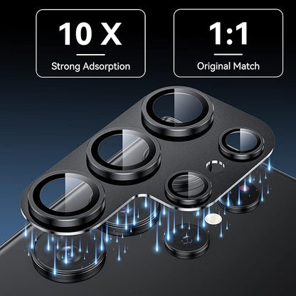 for Samsung Galaxy S24 Ultra Camera Lens Protector, [Full Protection] [Powerful Strength Adsorption] Matte Alloy Metal Ring Glass Camera Screen Protector for Galaxy S24 Ultra,Black