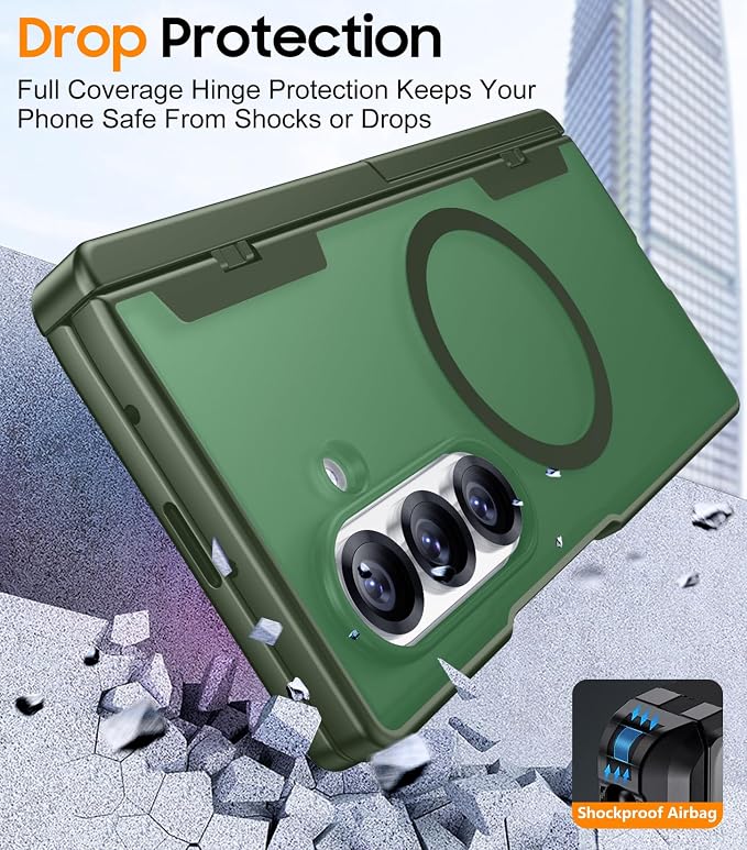 SPIDERCASE Magnetic for Samsung Galaxy Z Fold 8 Ultra Case,Built-in [Screen Protector] [Hinge Protection] [Kickstand] Full Body Protective Phone Case for Z Fold 8 Ultra - Green