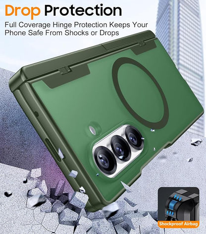 SPIDERCASE Magnetic for Samsung Galaxy Z Fold 8 Ultra Case,Built-in [Screen Protector] [Hinge Protection] [Kickstand] Full Body Protective Phone Case for Z Fold 8 Ultra - Green